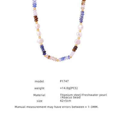 1 pezzo elegante collana di perline in acciaio inossidabile color oro con pietra naturale da donna h5 Immagine2