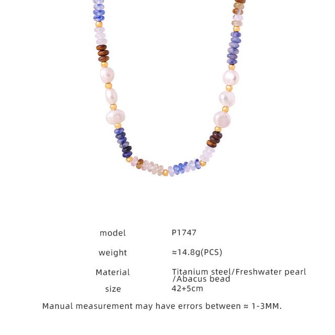 1 pezzo elegante collana di perline in acciaio inossidabile color oro con pietra naturale da donna Immagine2