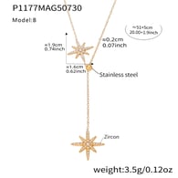 P1177-B Golden Eight-pointed Star Zircon Necklace 51+5cm Picture3