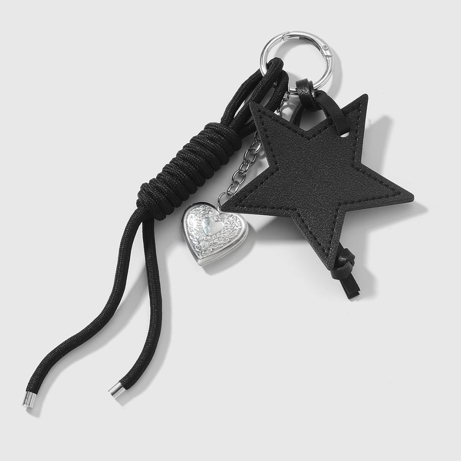 1 Piece Retro Leopard Print Leather Star Bag Charm Picture8