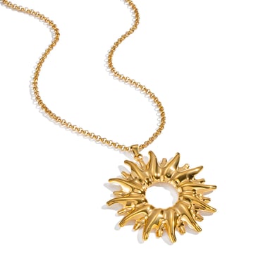 1 Piece Sun Stainless Steel Gold Color Pendant Necklace h5 Picture5