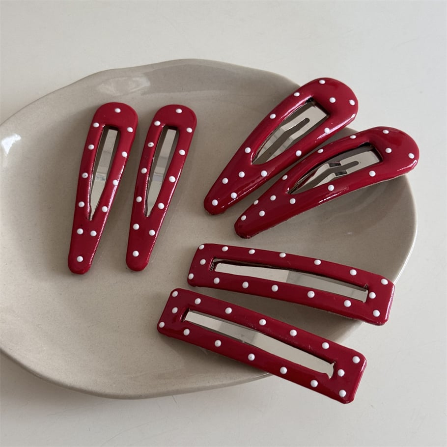 1 pieza de pinzas para el cabello de tela con lunares dulces de serie simple para mujer Imagen3