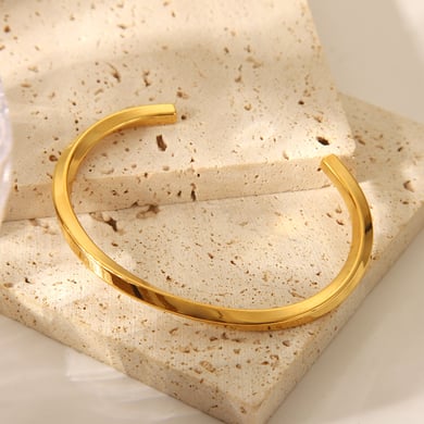 1 pulsera sencilla de acero inoxidable color dorado. h5 Imagen3