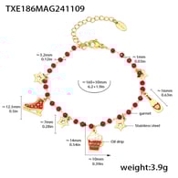 TXE186-Pulsera navideña con granate dorado Imagen2