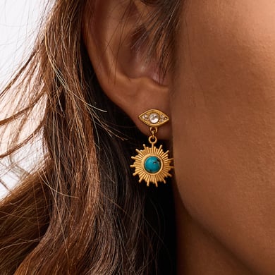 1 Pair Classic Eye Stainless Steel Gold Color Calaite Women's Drop Earrings h5 Picture5