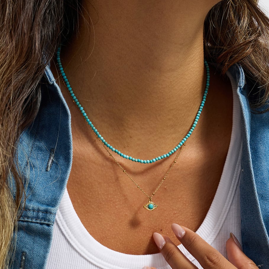 1 Piece Delicate Devil's Eye Calaite Stainless Steel Gold Color Women's Layered Necklaces Picture4