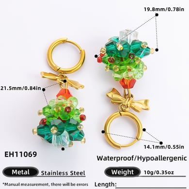 1 Pair  Classic Christmas Plant Stainless Steel Women's Drop Earrings h5 