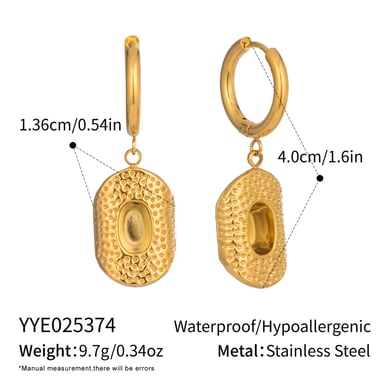 1 paio di orecchini pendenti in acciaio inossidabile color oro con motivo etnico a martello h5 