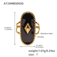 A719-Black Oil Drop Geometric Ring/No.7 
