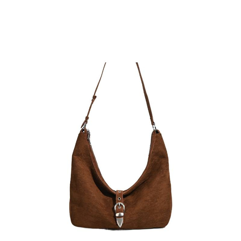 Borsa a tracolla da donna in similpelle scamosciata tinta unita, casual, semplice, 1 pezzo Immagine5