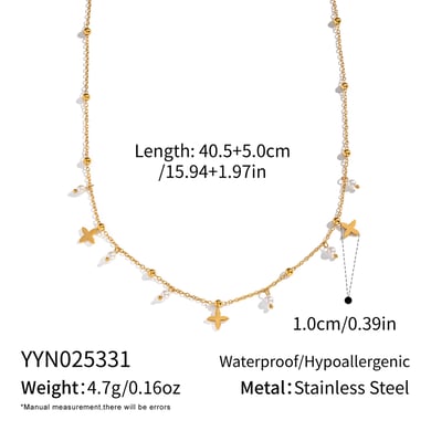 Collana con ciondolo a forma di croce in acciaio inossidabile color oro, 1 pezzo h5 