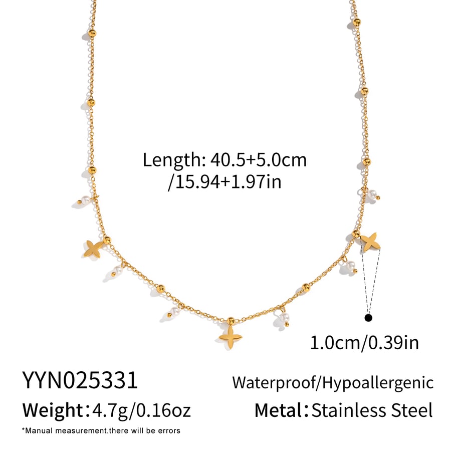 Collana con ciondolo a forma di croce in acciaio inossidabile color oro, 1 pezzo 