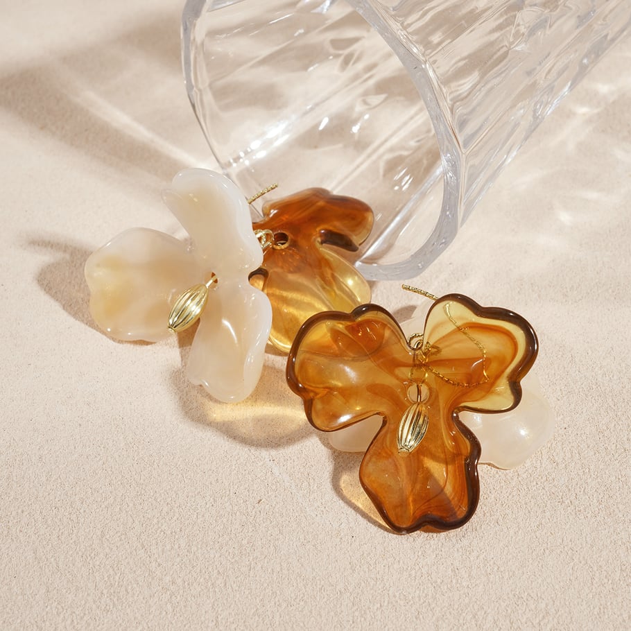 1 Pair Retro Flower Acrylic Drop Earrings h5Picture3