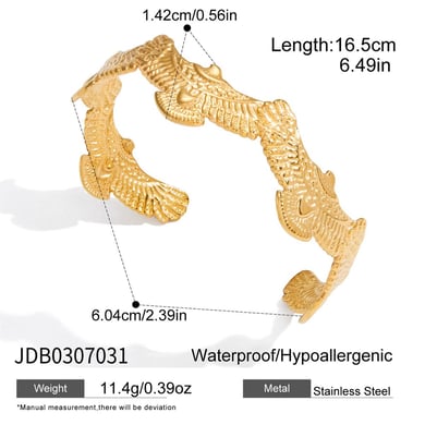 1 pulsera de acero inoxidable color dorado con diseño de paloma brillante para mujer h5 Imagen2