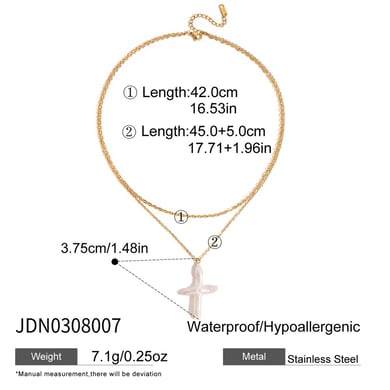 1 Piece Elegant Cross Stainless Steel Gold Color Pearl Women's Pendant Necklaces h5 Picture2