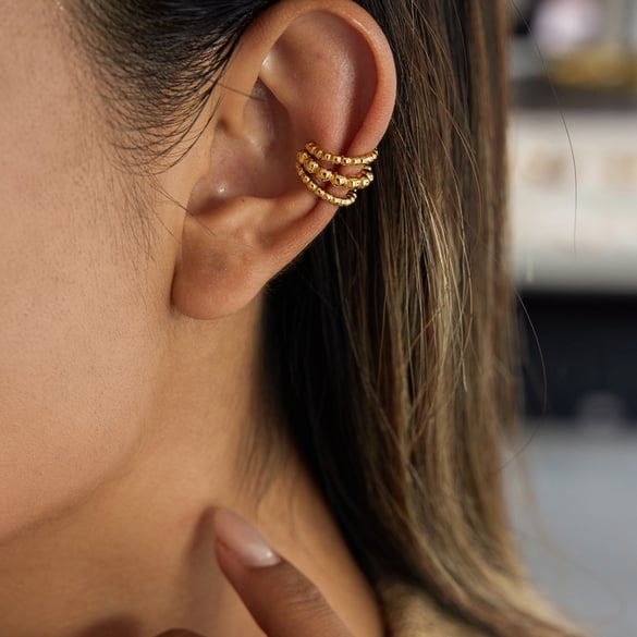 1 pieza de aretes minimalistas circulares de acero inoxidable color dorado para mujer 2