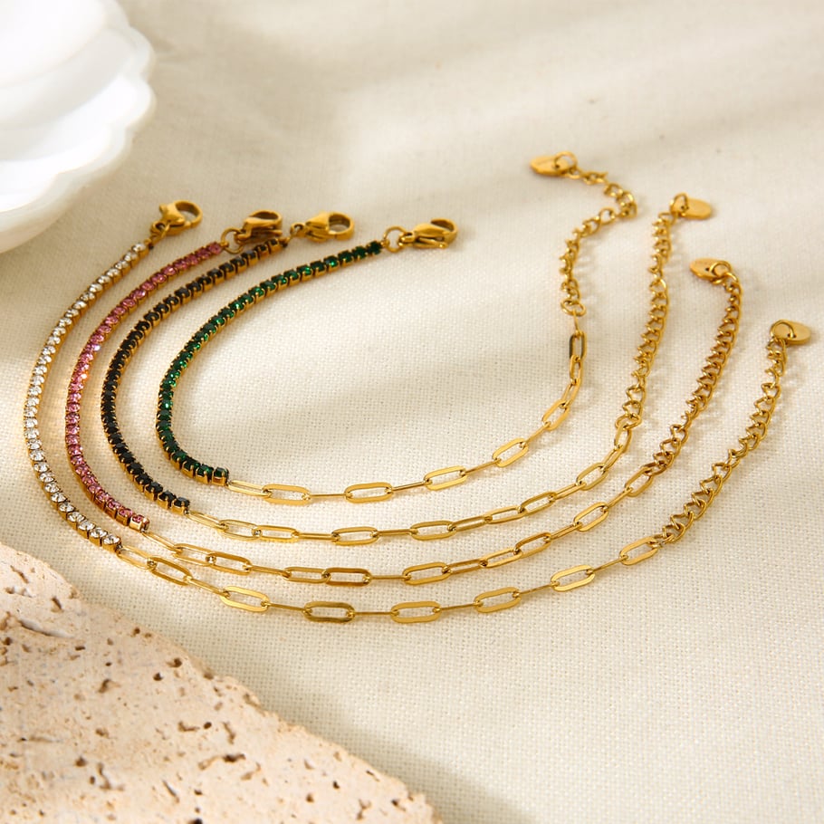 1 stuk luxe rechthoekige roestvrijstalen armband met zirkonia voor dames Afbeelding2