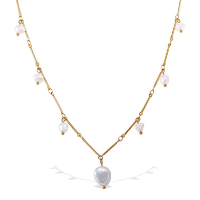 1 Piece Stainless Steel Gold Color Pearl Pendant Necklace h5 Picture4
