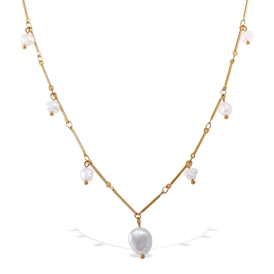 1 Piece Stainless Steel Gold Color Pearl Pendant Necklace Picture4