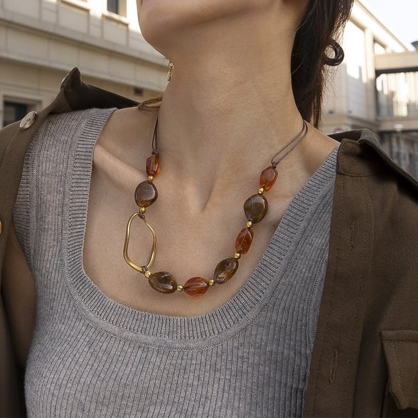 1 Piece Irregular Shape Acrylic Beaded Necklace 2