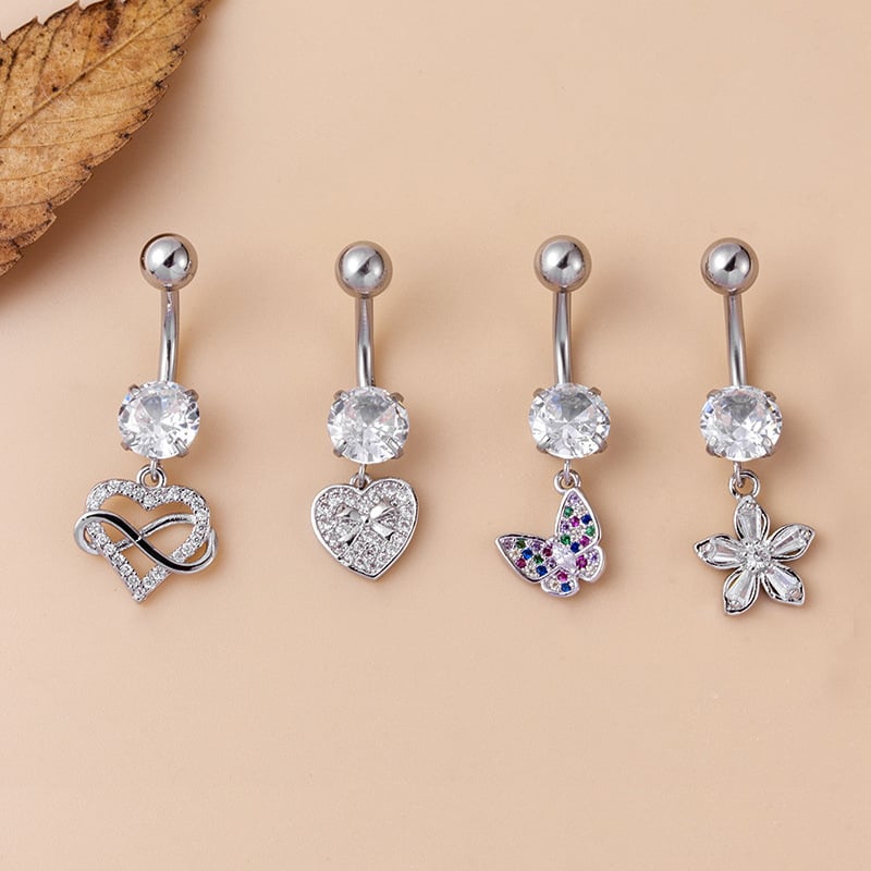 1 Adet Kelebek Bakır Zirkonyum Göbek Piercing Resim4