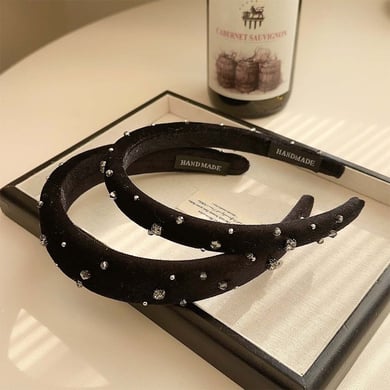 1 Piece  Elegant Solid Color Fabric Rhinestone Women's Hair Bands h5 Picture2