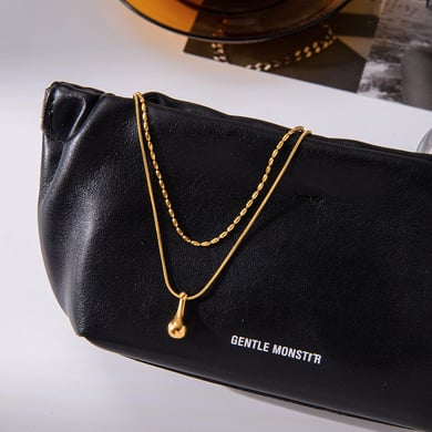 1 Stück klassische Tropfen-Edelstahl-Goldfarben-Mehrfachketten für Damen h5 Bild4