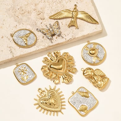 1 pieza de colgantes de animales modernos de acero inoxidable color dorado para mujer h5 Imagen3