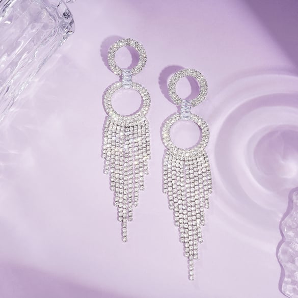 1 Pair Festive Series Tassel Circle Dangle Earrings 2