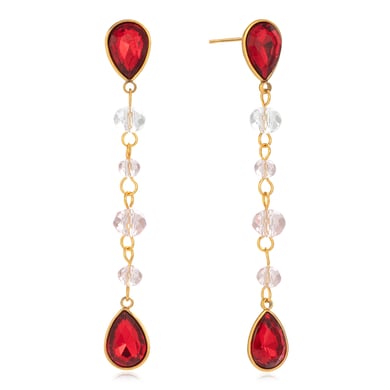 1 Pair Luxurious Red Droplet Stainless Steel Gold Color Women's Drop Earrings h5 