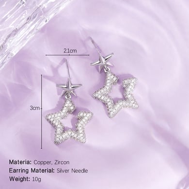 1 Pair Festive Series Star Copper Drop Earrings h5 