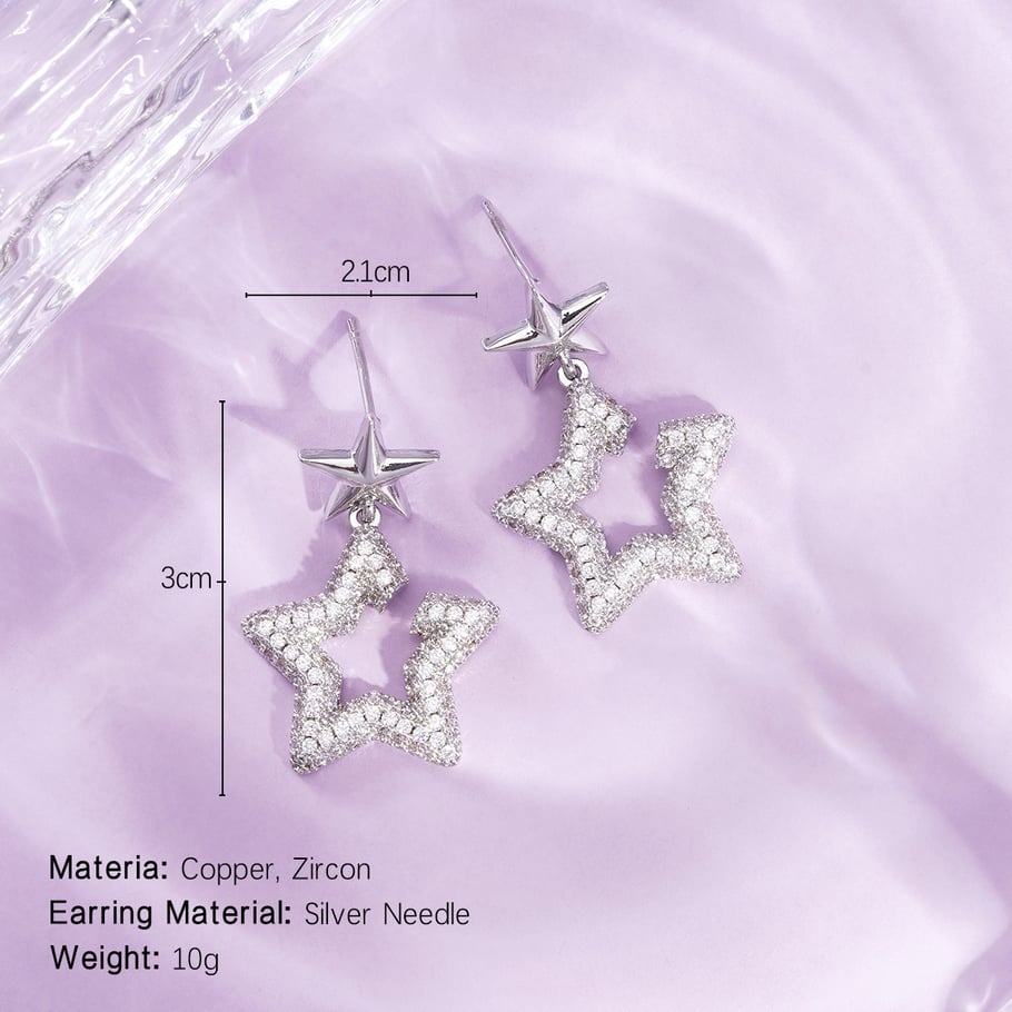 1 Pair Festive Series Star Copper Drop Earrings 