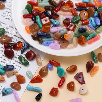 1 Paket Retro DIY Düzensiz Degrade Renkli Akrilik Takı Boncuğu h5 Resim4