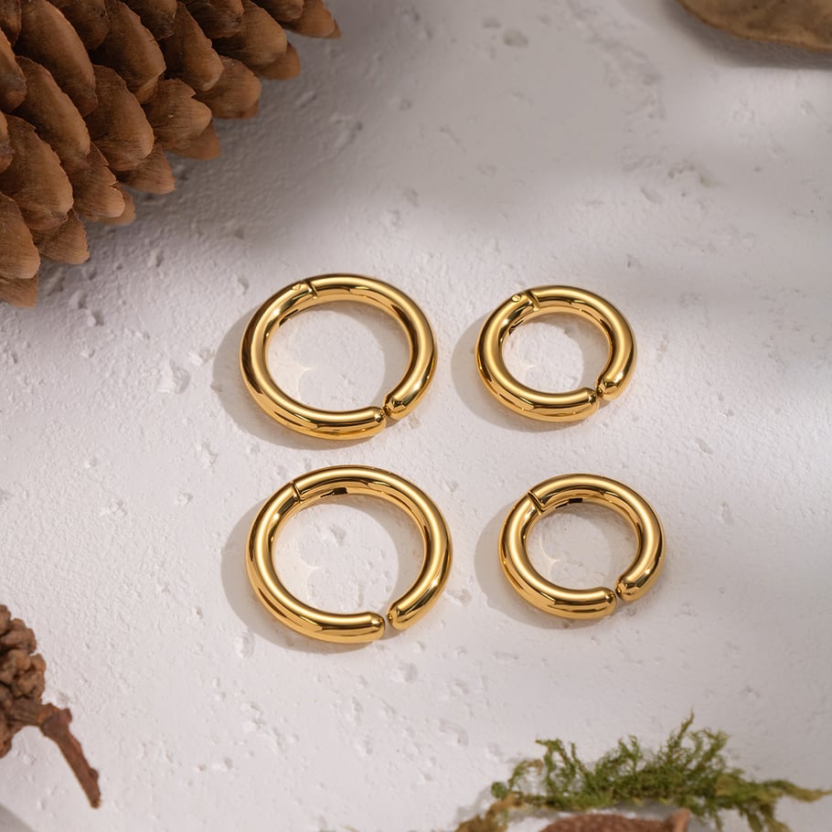 1 Pair Circle Stainless Steel Gold Color Ear Cuffs Picture5