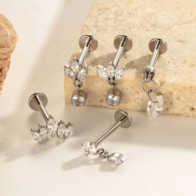 1 Stück Klassische Tropfen Titanlegierung Gold Farbe Zirkon Damen Piercing Ohrringe h5 Bild6