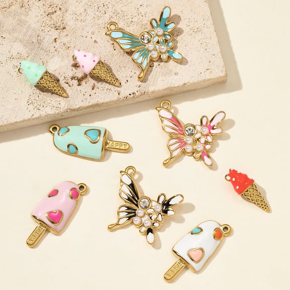 Pendentif pour femme en acier inoxydable couleur or, 1 pièce, motif sucré