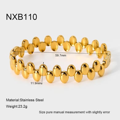 1 Piece  Daily Patchwork Stainless Steel  Gold Color  Women's Bangles h5 
