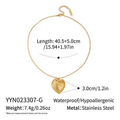Collana con ciondolo a forma di cuore romantico in acciaio inossidabile color oro da 1 pezzo h5 
