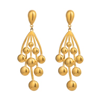 1 Paar traubenförmige Ohrringe aus Edelstahl in Goldfarbe h5 Bild5