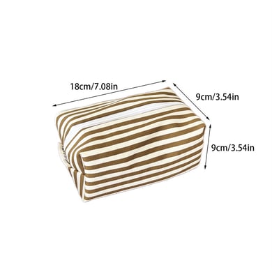 1 Parça Basit Günlük Şerit Polyester Kadın Makyaj Çantası h5 Resim5