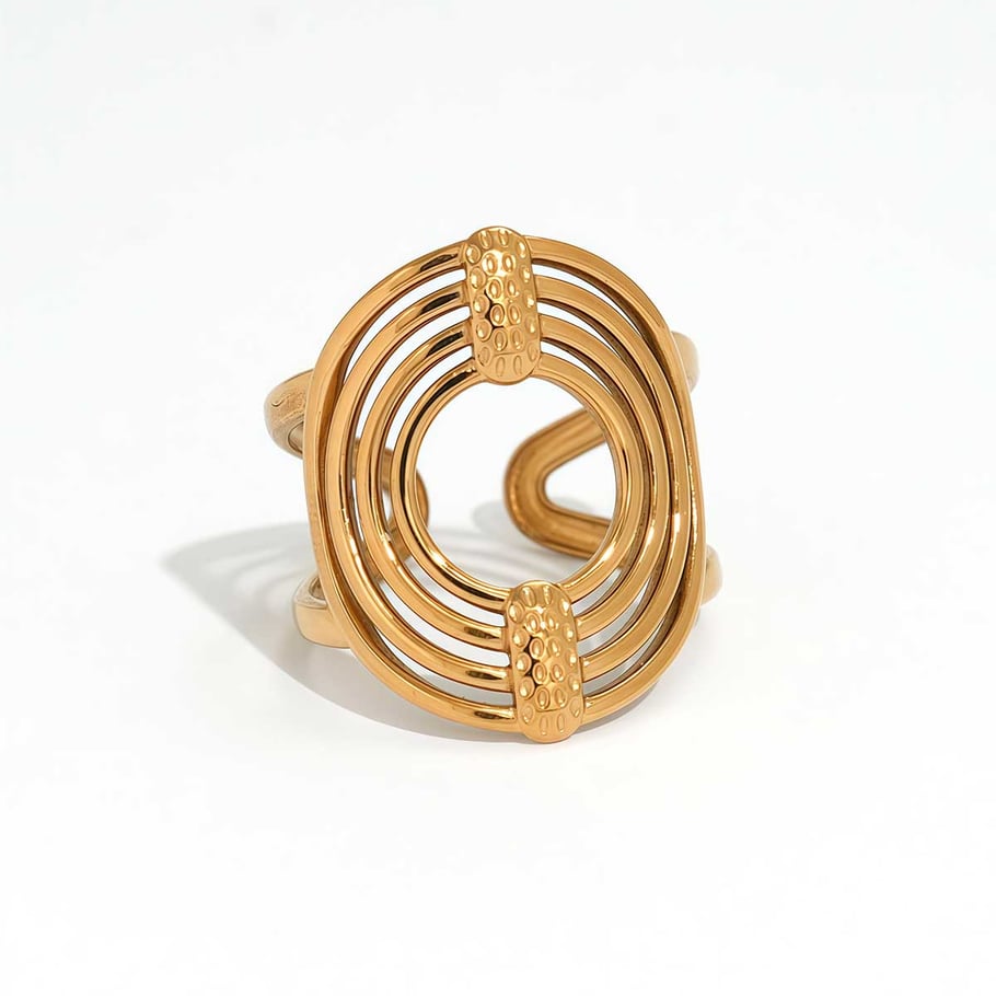 1 Stück Casual Circle Edelstahl Goldfarbene Statement-Ringe für Damen