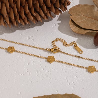 1 Stück romantische Halskette mit Anhänger aus Edelstahl in Goldfarbe h5 Bild4