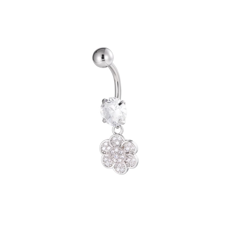 1 Adet Çiçek Kalp Yıldız Bakır Zirkonyum Göbek Piercing Resim5