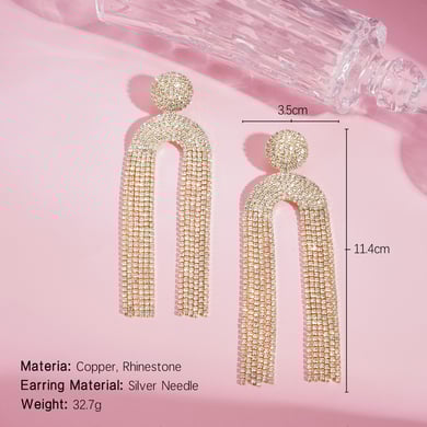 1 Pair Festive Series Irregular Shape Tassel Copper Drop Earrings h5 