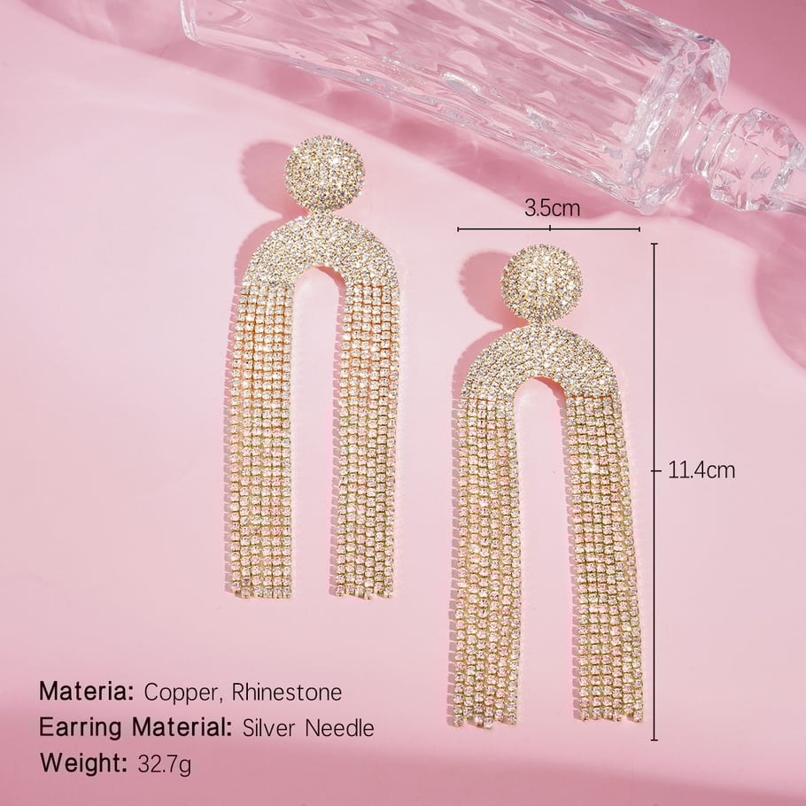 1 Pair Festive Series Irregular Shape Tassel Copper Drop Earrings 