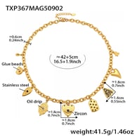 TXP367-Collar DIY de circonita negra dorada (42+5 cm) Imagen2