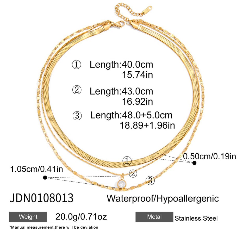 1 Piece Delicate Circle Stainless Steel Gold Color Zircon Women's Layered Necklaces Picture2