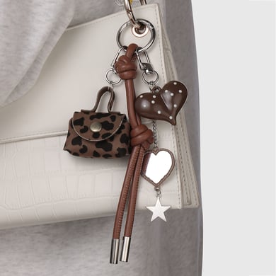 1 Piece Retro Acrylic Heart Leopard Print Bag Charm h5 Picture4