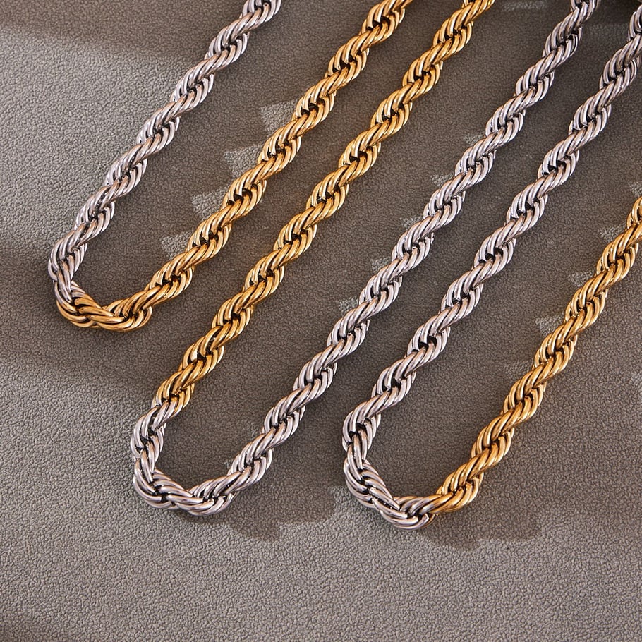 Collar de cadena de acero inoxidable para mujer, 1 pieza, con colores dorados y plateados combinados Imagen5