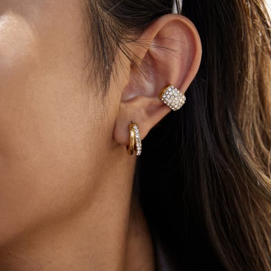 1 Stück vielseitige Ohrmanschetten aus Edelstahl mit goldfarbenem Zirkonia für Damen h5 Bild3